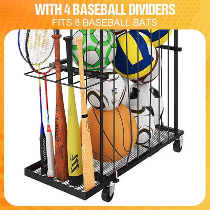 Garage Ball Storage With Baseball & Badminton Holder: Floor Sports Equipment - Image 6