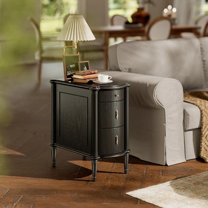 STO'SENSE Nightstand w/Charging Station & 3 Drawers, Pre-Assembled, Vintage - Image 5
