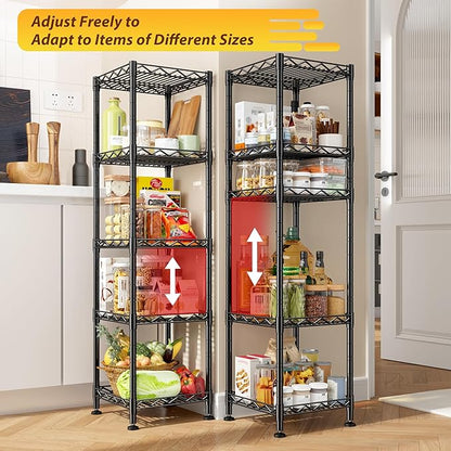5 Tier Metal Shelving Unit Wire Shelves Storage Rack:Adjustable Storage Shelves - Image 7