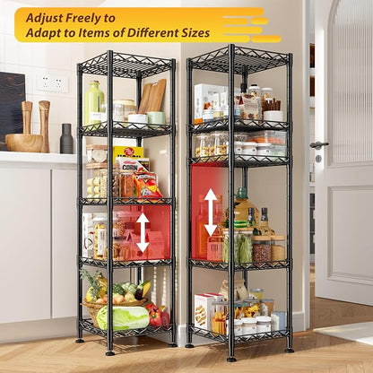 DurayLoly Set of 2 Storage Shelves-5 Tier Metal Shelving Adjustable Wire - Image 4