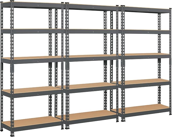 Topeakmart 3 PCS 5-Tier Utility Shelves, Metal Storage Shelves Garage Shelving by Topeakmart