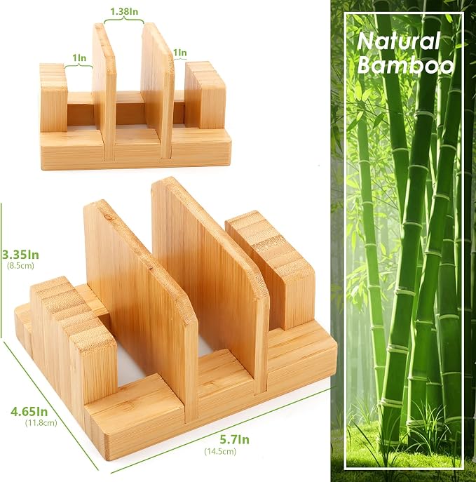 Bamboo Pot Lid Holder, Cutting Board Organizer Holder, Dish Plate Pot Lids - Image 2