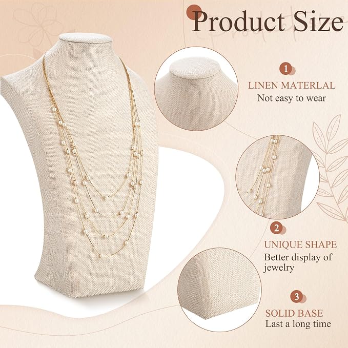 Kigley 6 Pcs Linen Necklace Display Bust Jewelry Holder Necklace Retail - Image 3