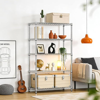 IZEUK 5-Tier Metal Storage Shelving Unit, Heavy Duty Chrome Wire Rack, - Image 6