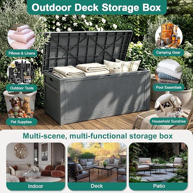 EHHLY 121 Gallon Outdoor Storage Box Large, Lockable Outside Storage Containers - Image 2