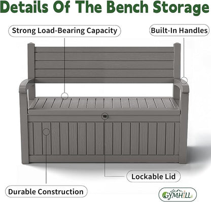 80 Gallon Outdoor Storage Bench Spacious Storage Box Waterproof Resin Deck Box - Image 4