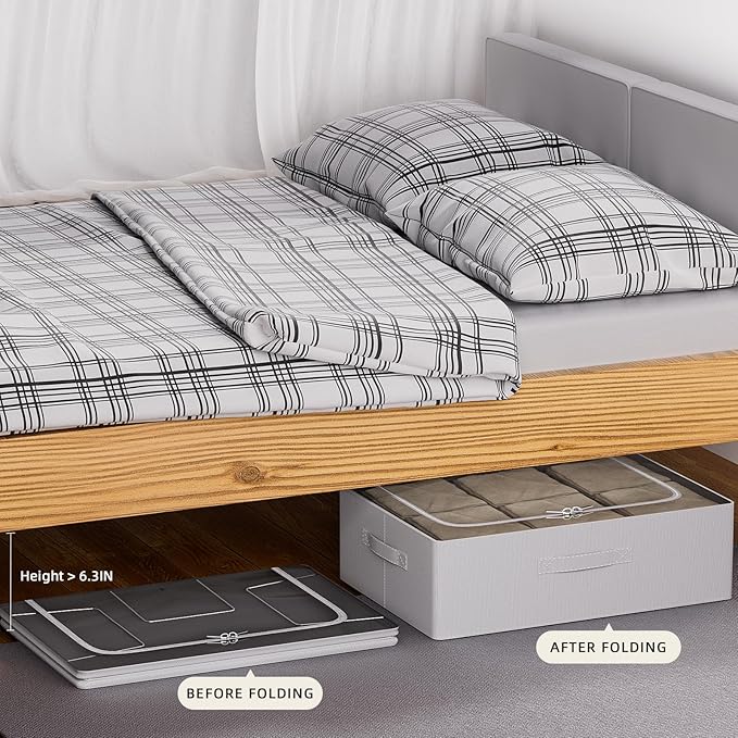 CYhom Under Bed Storage Bins Frame Storage Box Oxford Fabric Sturdy Underbed - Image 2
