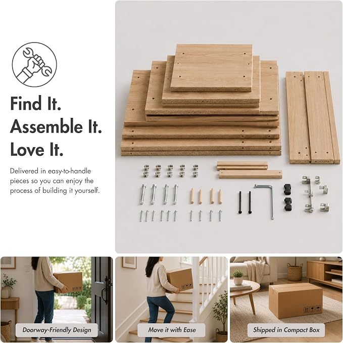 Homes: Inside + Out Apexa 4-Vertical Storage Organizer Shelves, Stackable Wood - Image 12