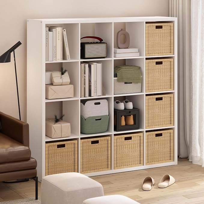 Furinno Cubicle Book Shelf, 16-Cube Bookshelf, Extra Thick Frame Reversible by Furinno-FitsYourSpaceFitsYourBudget