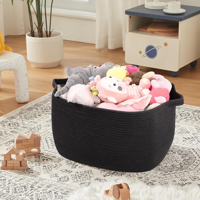 70L Large Blanket Basket, 21.6" x 16.9" x 11.8" Woven Storage Basket - Image 4