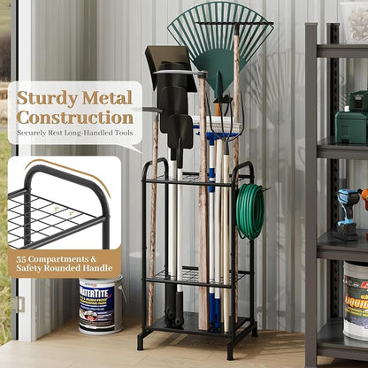 Garden Tool Organizer, Garage Tool Storage Rack, Heavy Duty Metal - Image 6