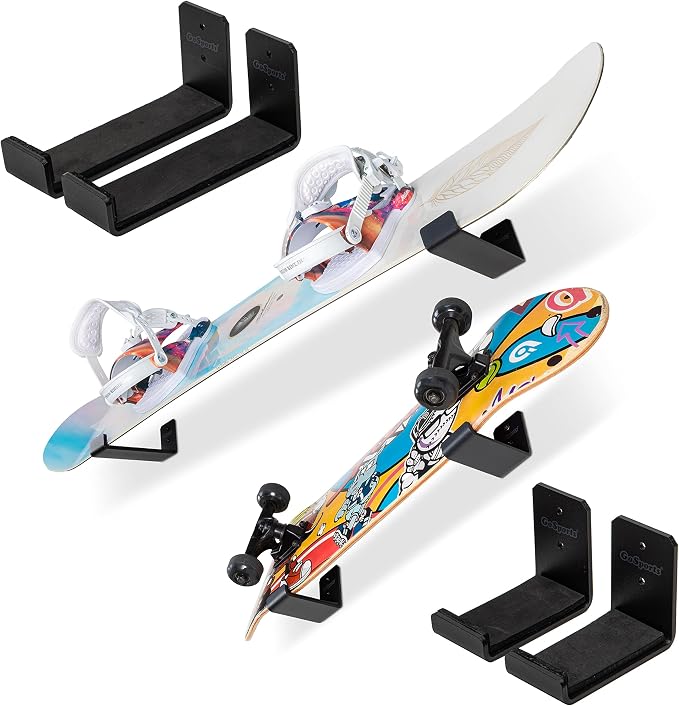 GoSports Universal Snowboard & Skateboard Wall Mount Display Racks by GoSports