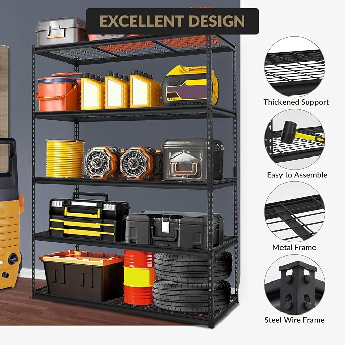 GarveeTech Heavy Duty Garage Shelving Unit, 60 in L x 24 in W x 78 in H - Image 3