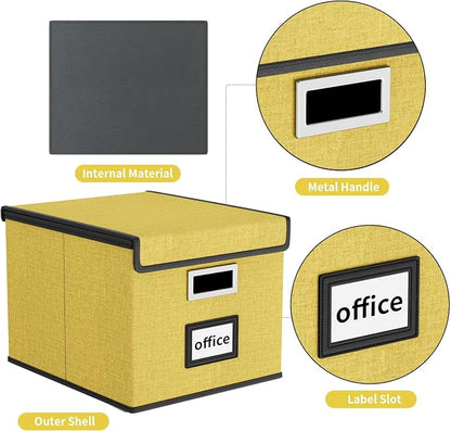 File Organizer Box with Lids, Collapsible File Folder Organizer | File Box with - Image 3
