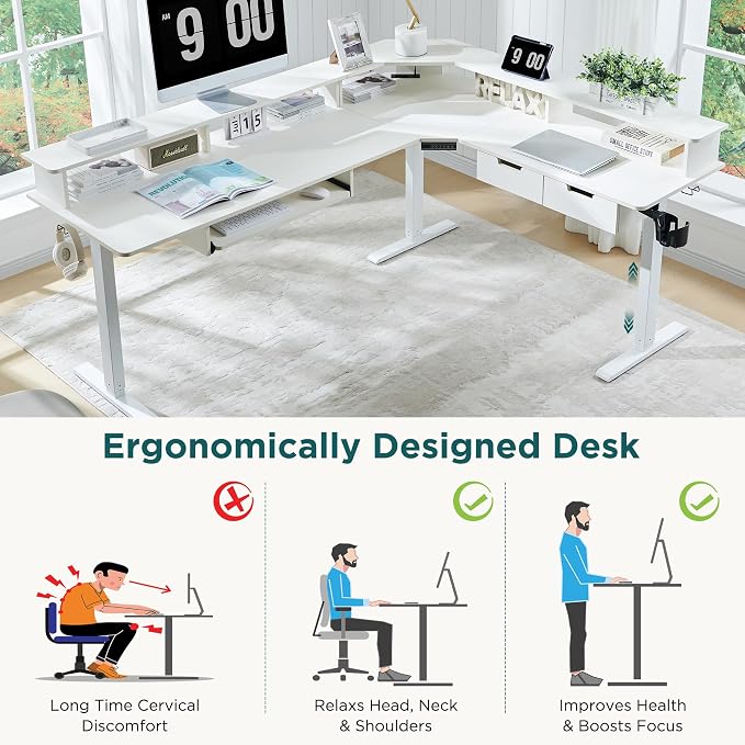 RedLemon 75X60 Inches L Shaped Electric Standing Desk, Height Adjustable Corner - Image 4