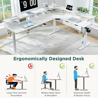 RedLemon 75X60 Inches L Shaped Electric Standing Desk, Height Adjustable Corner - Image 4