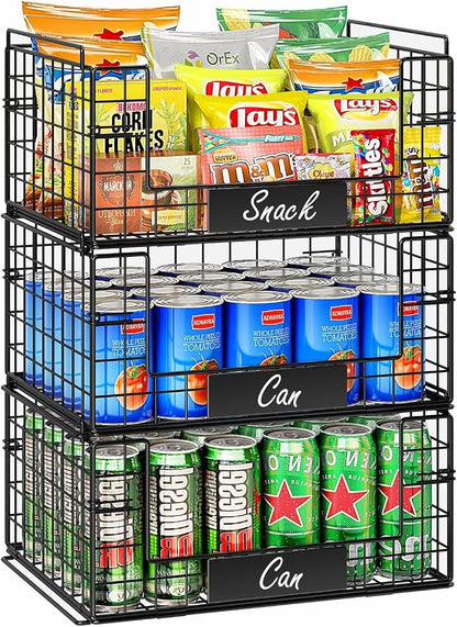 JKsmart 3 Pack XXL Stackable Wire Baskets, Pantry Organizers and Storage | by JKsmart