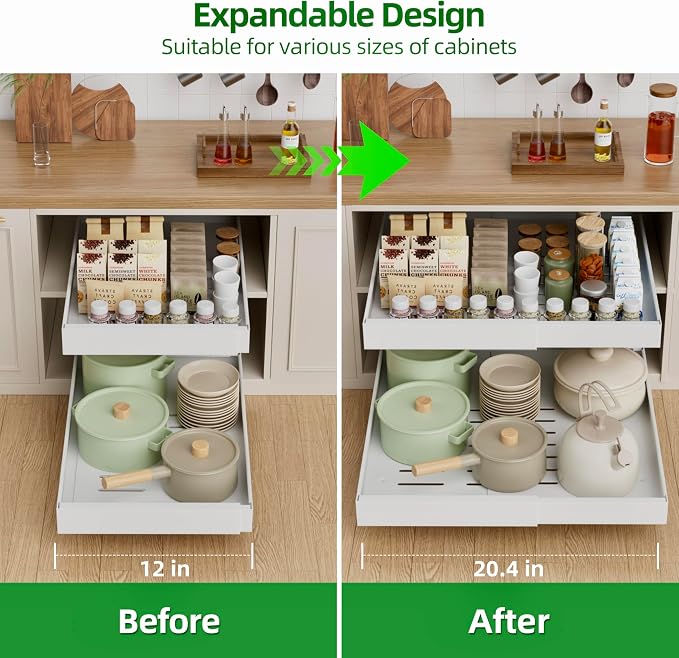 PAKETA 4 Pack Expandable Pull Out Cabinet Organizer, Sliding Drawers - Image 4