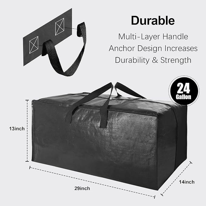 12 Pack Heavy Duty Extra Large Moving Bags W/Backpack Straps - Image 2