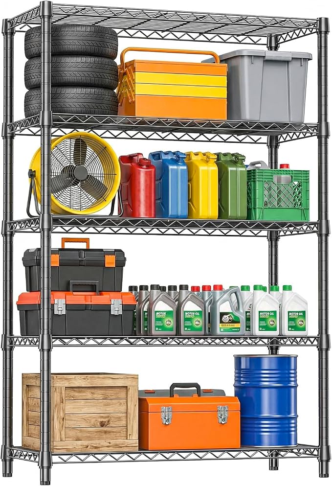 IZEUK 5-Tier Heavy Duty Metal Storage Shelving Unit, Adjustable Steel Wire Rack by IZEUK