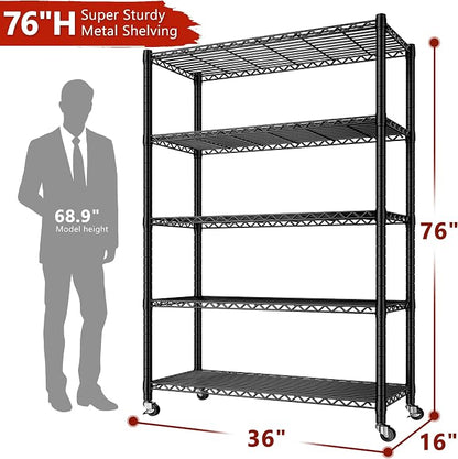 REIBII Storage Shelves Load 1980LBS, 5 Tier Metal Shelving Unit - Image 3