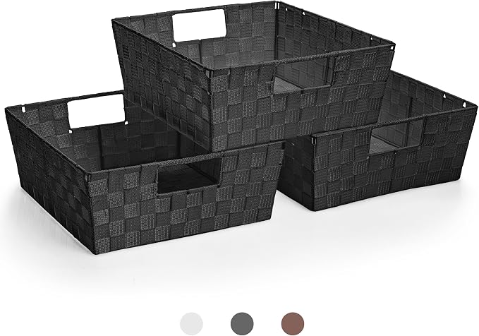 Sorbus Set of 3 Large Woven Storage Baskets – Mesh Hand-Woven Baskets by Sorbus