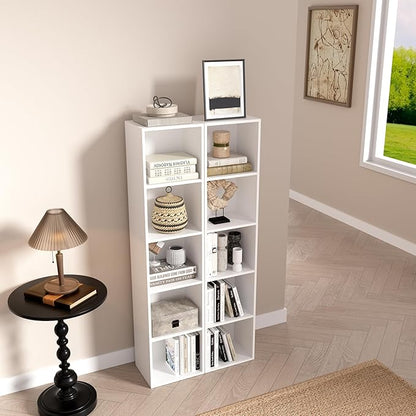 5-Tier Wooden Cube Storage Organizer, 52 Inch Tall Bookcase & Display Shelf - Image 6