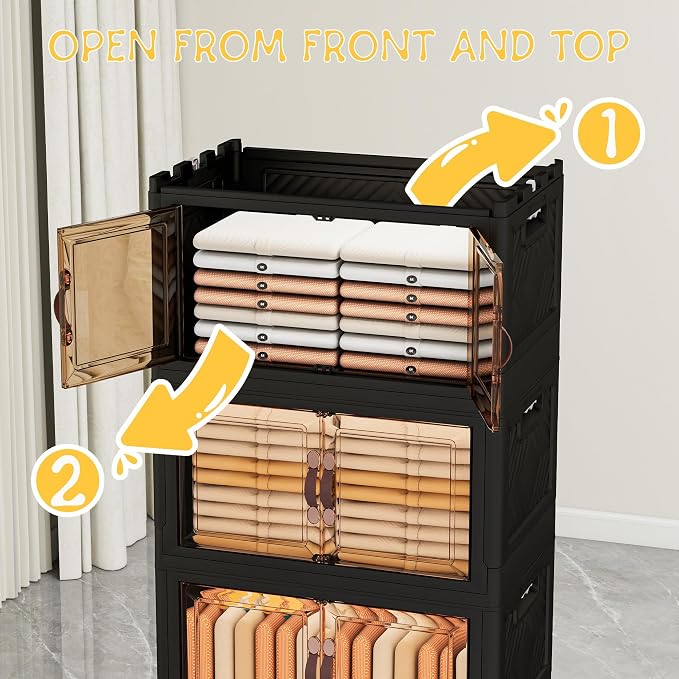 Storage Bins with Lids and Wheels, Collapsible Bathroom Storage Cabinet with - Image 5