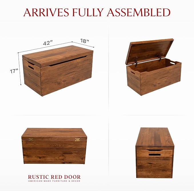 Amish Made Wooden Storage Chest Trunk Box - Image 3
