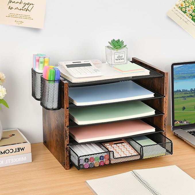 OPNCIE Desk Organizer and Accessories, 5-Tier Paper Letter Tray File Organizer - Image 3