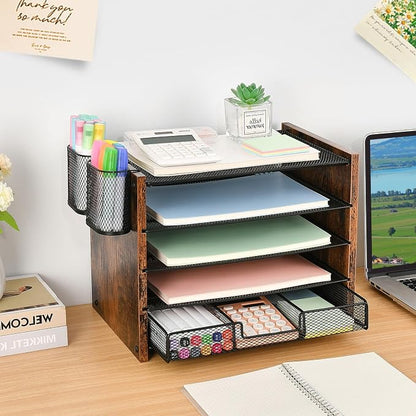 OPNCIE Desk Organizer and Accessories, 5-Tier Paper Letter Tray File Organizer - Image 3