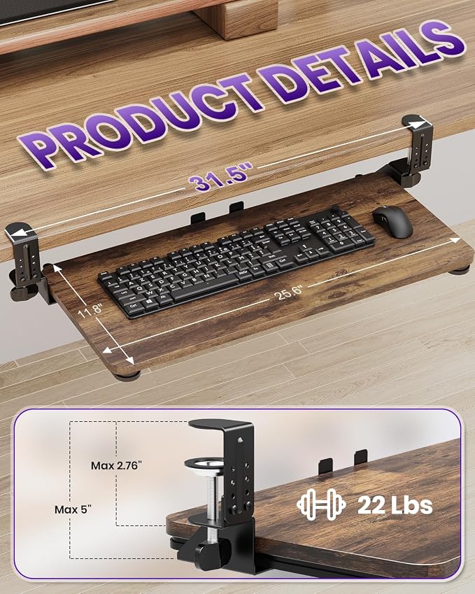 Ergonomic Keyboard Tray Under Desk, Pull Out - Image 6
