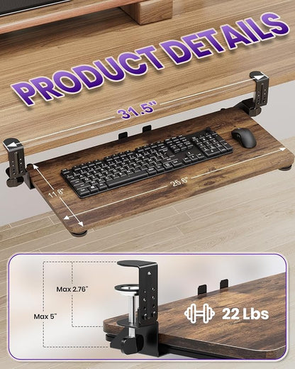Ergonomic Keyboard Tray Under Desk, Pull Out - Image 6
