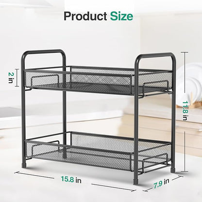 Spice Rack Organizer for Countertop, Xpatee 2-Tier Foldable Metal Rust-Proof - Image 2