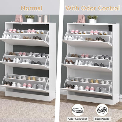 BORNOON Shoe Cabinet with Odor Control and Back Panels, Deodorizing Slim 3-Flip - Image 5