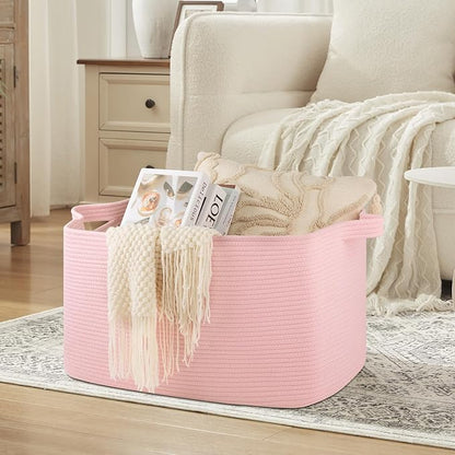 95L Extra Large Blanket Basket, Rectangle Nursery Blanket Storage - Image 3