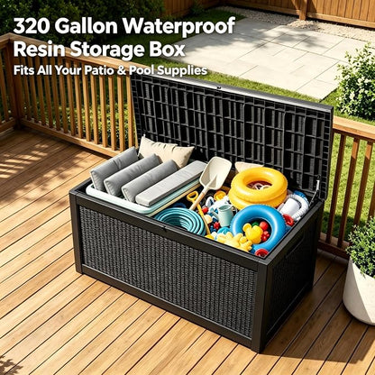 320 Gallon Professional Waterproof Pool Storage Bin, Lockable Outdoor Storage - Image 3
