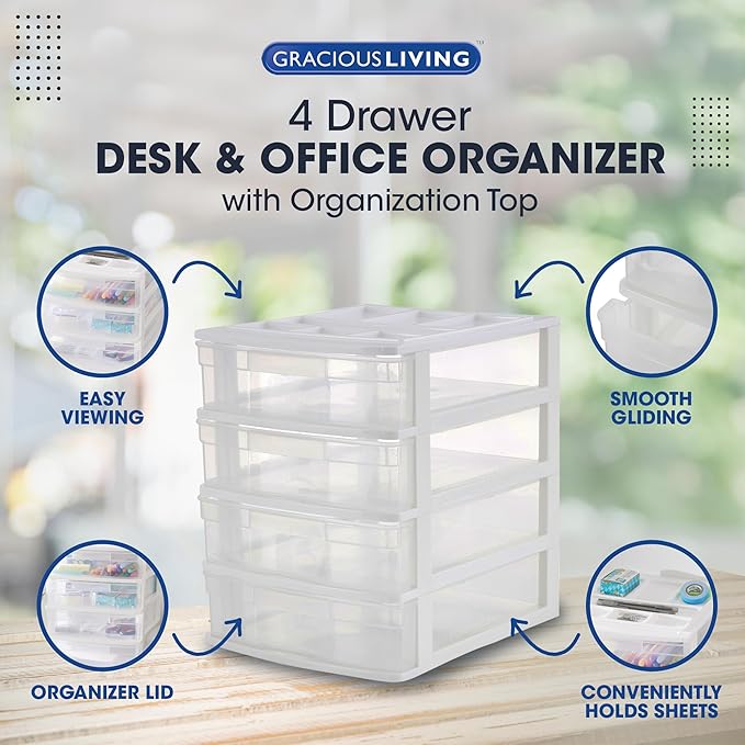 Gracious Living 4 Drawer Desktop & Countertop Organizer w/Organization Lid - Image 4