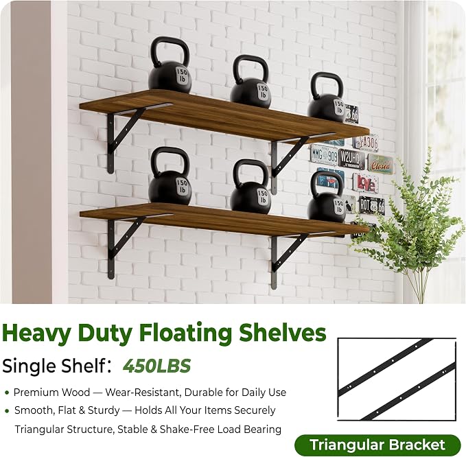 Dogsky 2-Pack Garage Storage Shelving Wall Mounted, 4x2Ft Heavy Duty Wood - Image 5