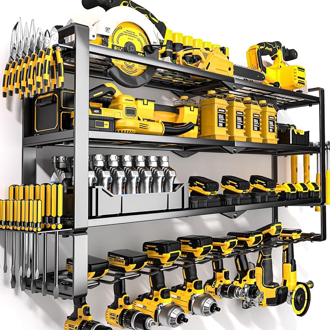 Large Power Tool Organizer Wall Mount, Heavy Duty Metal Tool Storage Rack Loads by MOOMSINE