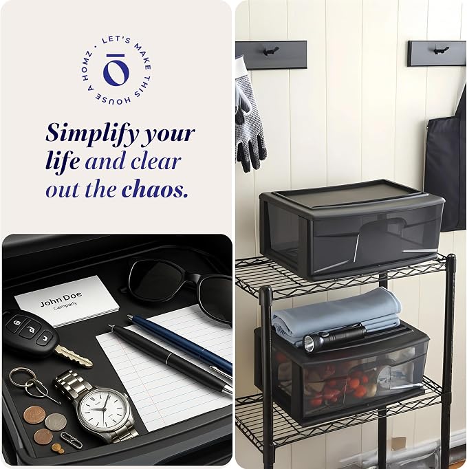 HOMZ 2-Pack 1-Drawer Storage Cart, Plastic Container - Image 7