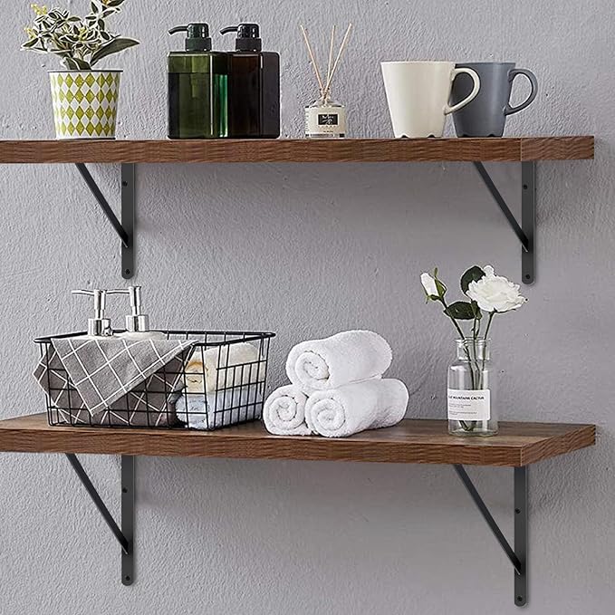 8 Pack L22 x H 12" Black Heavy Duty Shelf Brackets - Image 4