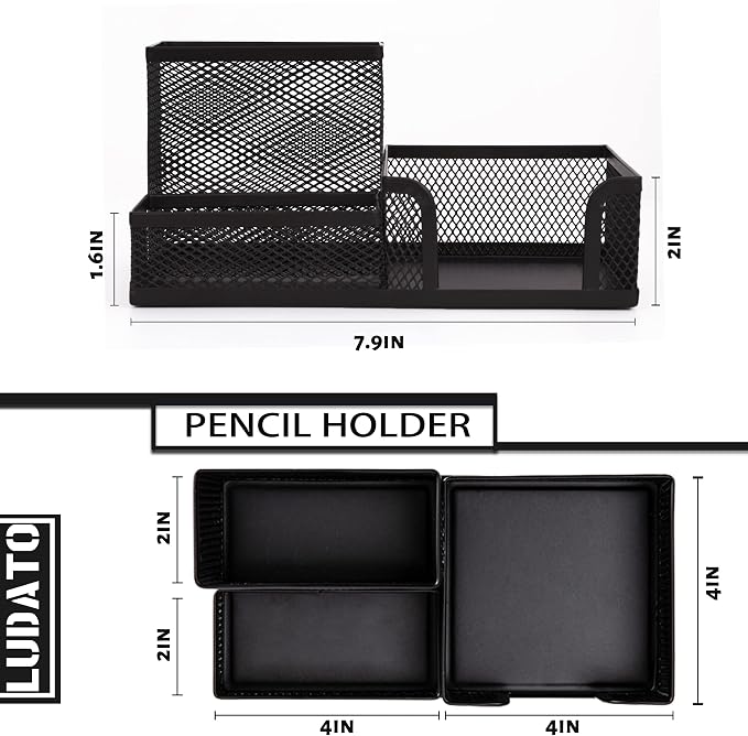 Ludato 2 Pieces Mesh Pen Holder Desk Organizers and Accessories - Image 2