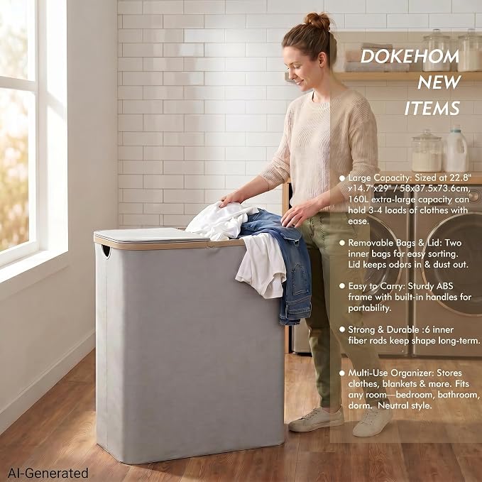 DOKEHOM 160L Extra Large Laundry Hamper - Image 2