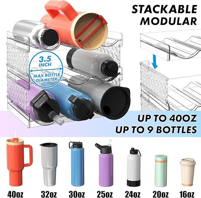 Simple Houseware 3-Tier Stackable Water Bottle Storage Organizer, and - Image 2