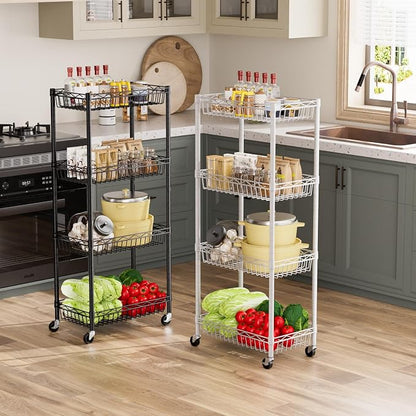 4 Tier Basket Shelf Wire Shelving Unit Adjustable Storage Shelves Big Basket - Image 5