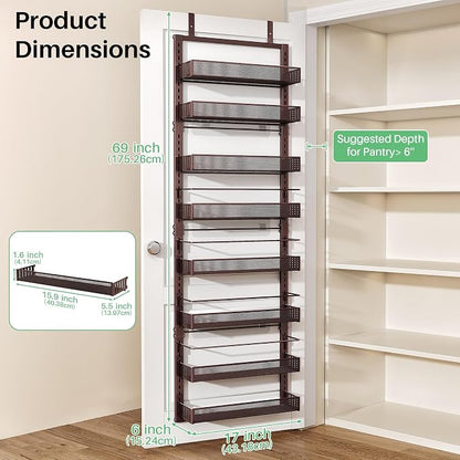 SNTD 8 Tiers Over the Door Organizer, Bronze | Pantry Door Organizers and - Image 2