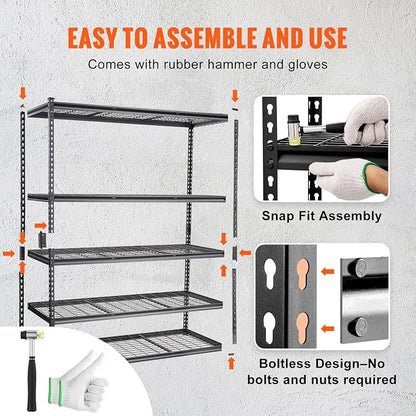 VEVOR Storage Shelving Unit 5-Tier Adjustable 2000 lbs Capacity Black | Heavy - Image 3