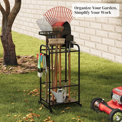 Garden Tool Organizer with Hooks Yard Tool Rack Heavy Duty Steel Yard Tool - Image 2