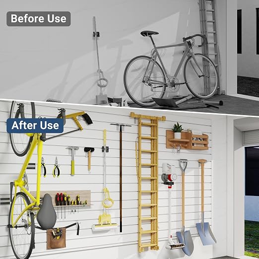 4FT x 2FT Modern White PVC Slatwall Panel, Wall Mounted, 1 Shelf, Garage Storage - Image 9